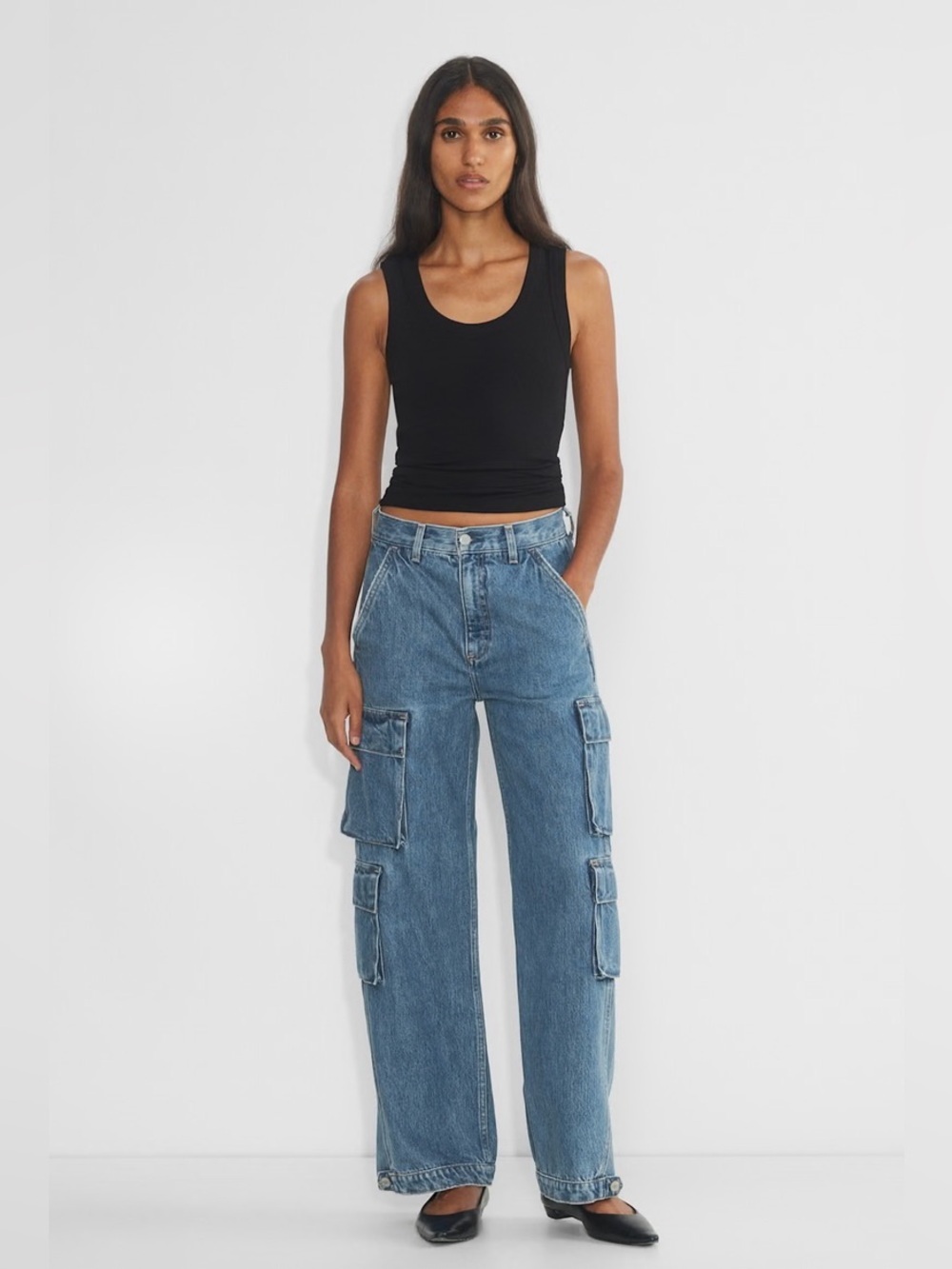 Aritzia Denim Forum 100% cotton The 90s Millie Hi-Rise Cargo jeans women's 29 - Picture 6 of 11